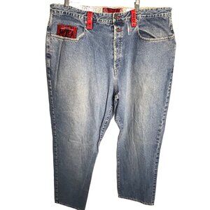 Mecca DNM men jeans NAT LOVE 42X 32 button fly CA USA Baggy Y2K flaw